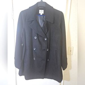 St John's Bay Black Pea Coat Women's Jacket [2X]